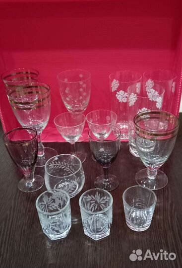 Стеклянные фужеры,рюмки,стопки,бокалы,стаканы СССР