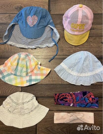Панамки и кепки для девочки 12-18 мес