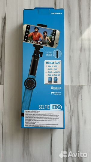 Монопод Momax Selfie Hero, 100см, синий