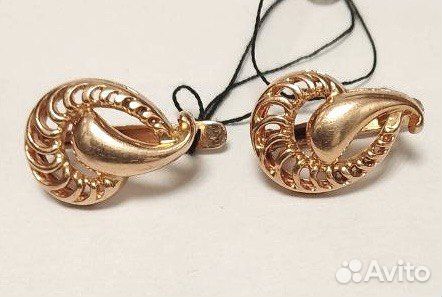 Золотые серьги 585 пробы без камней