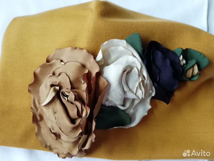 Комплент шапка+снуд(горчичный с бордо) шерсть,цвет