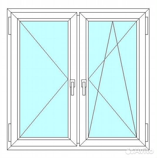 Окно veka WHS60, 2 ств., 2-кам. с/п, 1300x1200