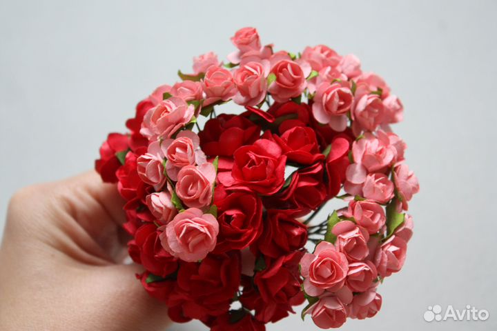 Бумажные цветы для скрaпбукинга Mини розы цветы