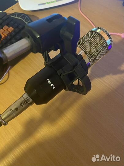 Микрофон bm 800+фантомное питание+звук. карта DGX