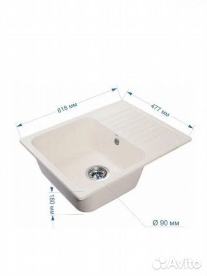 Мойка кухонная врезная белая