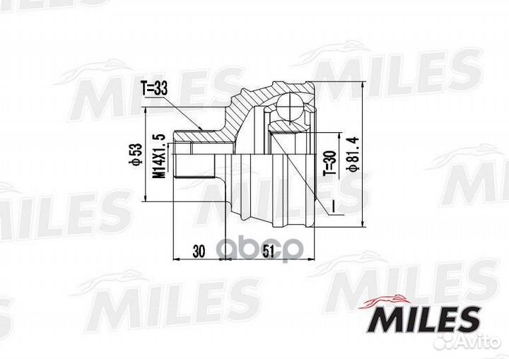 ШРУС audi 80/90 1.6-1.9D 88-91 нар. ga20012 Miles