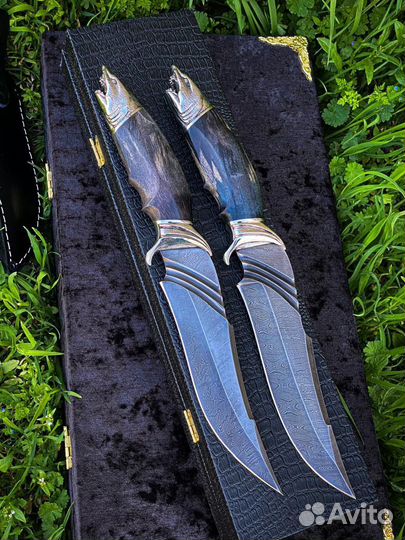 Нож акула из дамасской стали