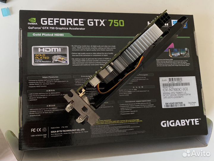 Видеокарта gigabyte gtx750 ddr5 1gb
