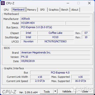 Материнская плата Asrock h310m-hdv