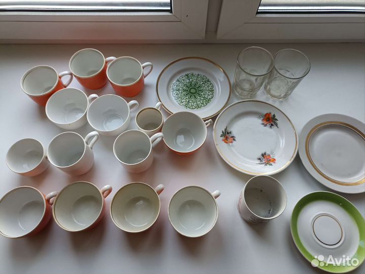 Посуда фарфор чашки блюдца стаканы стекло