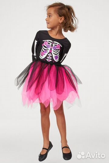 Костюм комбинезон и платье скелет hm