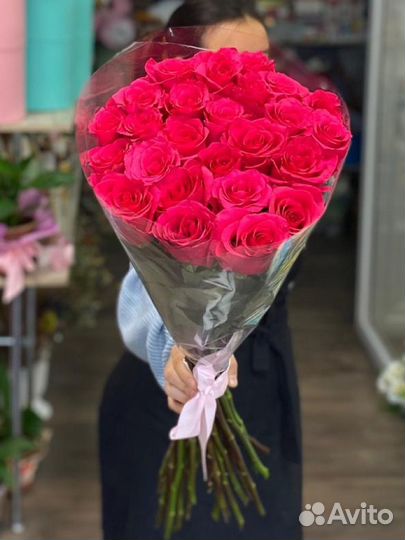 Букет из 21 пионовидной розы 70 см