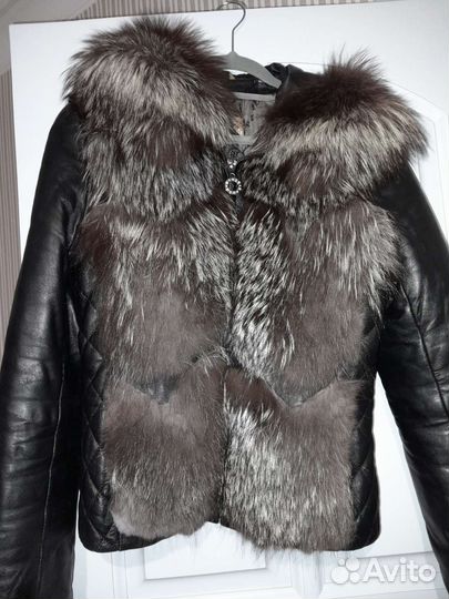 Куртка кожаная женская с чернобуркой размер М