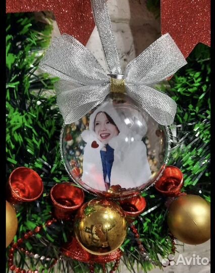 Шар новогодний с фотографией и магниты