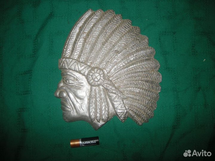 Плакетка барельеф индеец литье алюминий