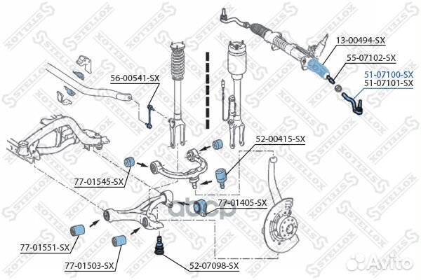 51-07100-SX наконечник рулевой правый MB W164