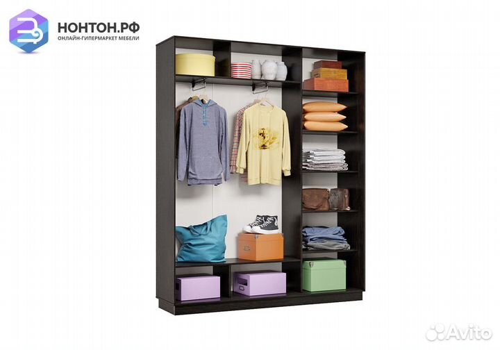 Шкаф-купе трёхдверный Атрия венге