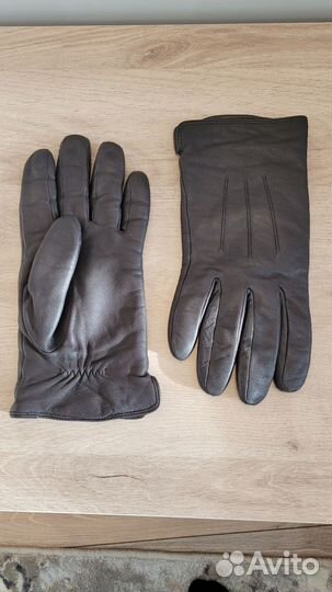 Мужские кожаные перчатки коричневые
