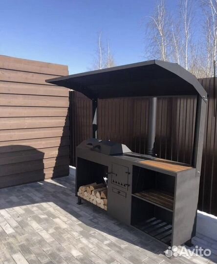 Мангал с крышей и барбекю 4в1