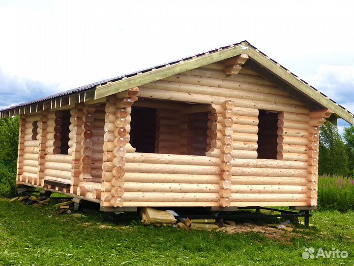 Сруб Бани 6.0х8.0м. с крыльцом и крышей