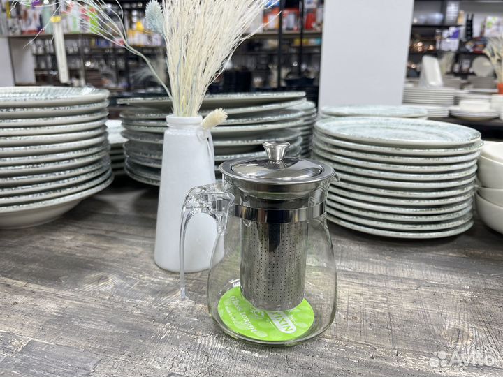 Чайник заварочный стеклянный 650 мл с ситечком для