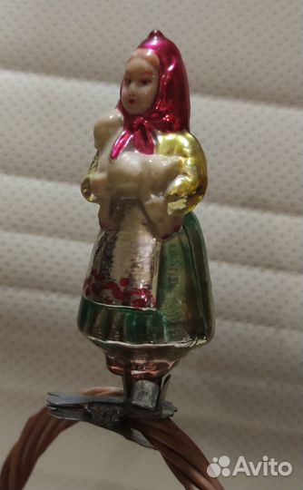 Ёлочная игрушка Алёнушка с козлёнком 1950гг