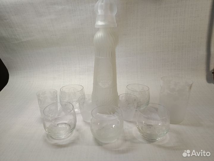 Штоф-бутылка с крышкой стопкой/ Гусь хрустальный