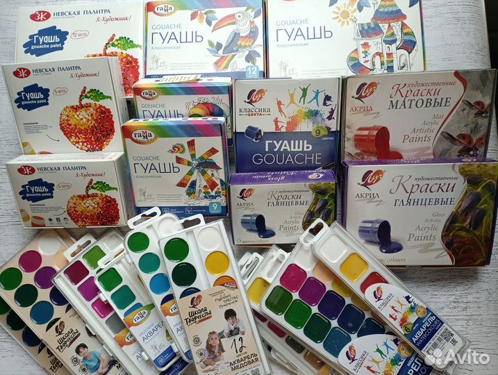 Клеенки на стол, акварель, гуашь, акрил, палитры