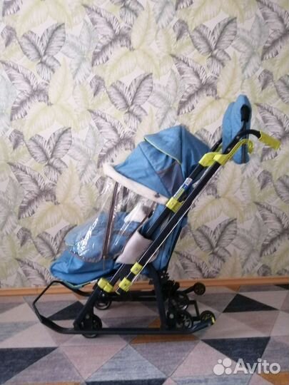 Детские санки коляска с колесами