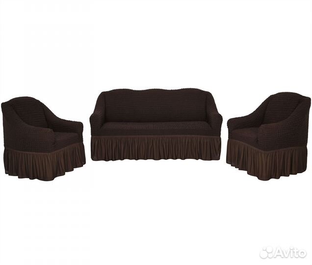 Набор чехлов на диван и два кресла, цвет Шоколад