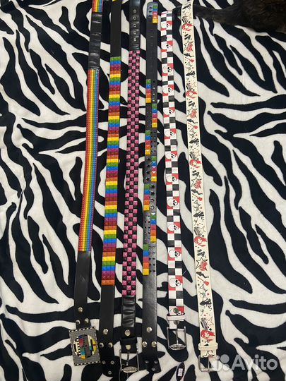 Ремни разноцветные с клепками Эмо 2yk