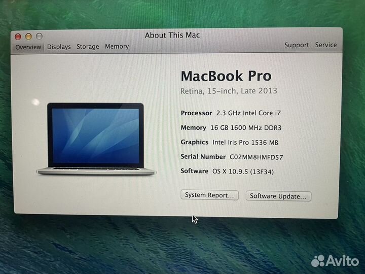 Macbook pro 15 late 2013 i7-2.3Ghz/16Gb/512Gb