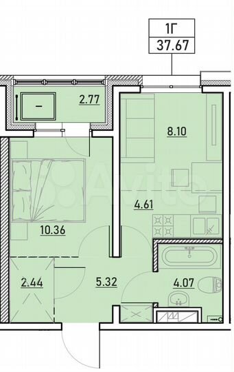 1-к. квартира, 37,7 м², 12/13 эт.