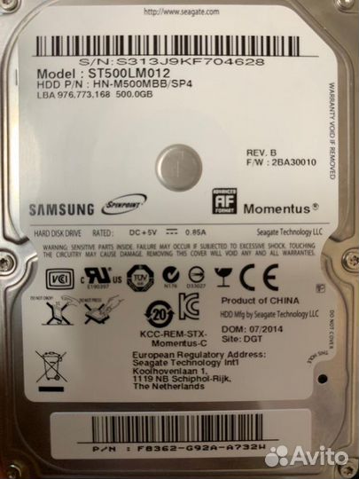 Жесткий диск Samsung ST500LM012 Объём - 500 Гб