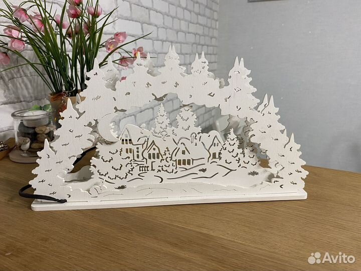 Новогодний светильник деревянный новый