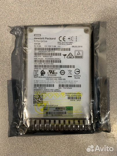 SSD диск HP 400gb SAS 12G 2.5 G8 G9 G10 873566-001
