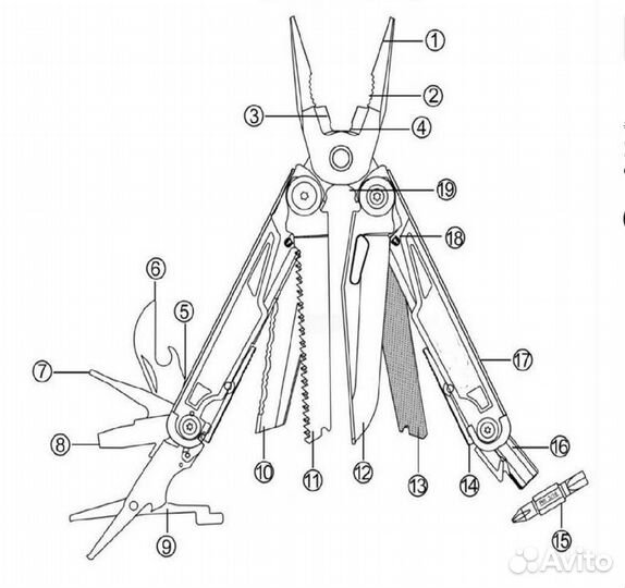 Мультитул Daicamping DL12 с набором бит