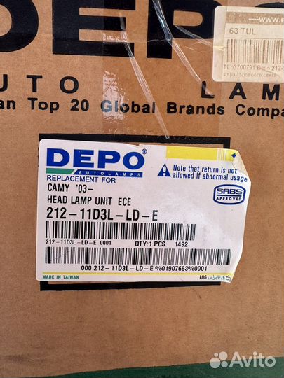 Фара левая/правая на toyota camry