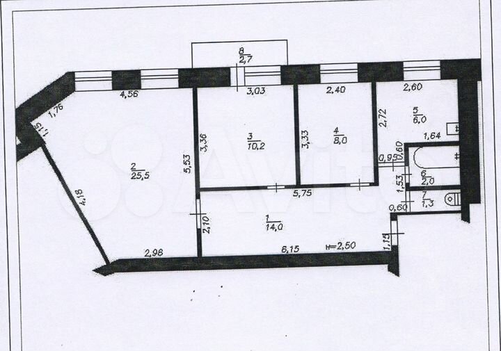 3-к. квартира, 70 м², 2/5 эт.