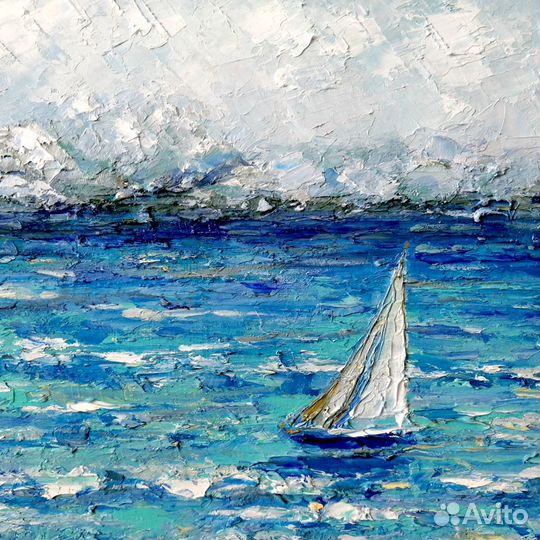 Морской пейзаж масло Яхты на море