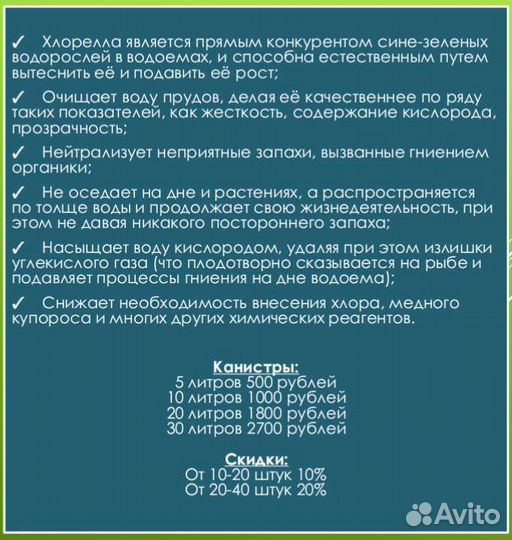 Хлорелла для водоёма