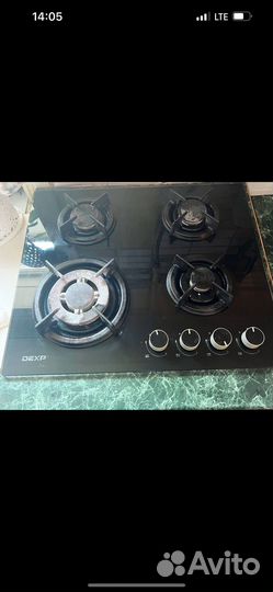 Газовая варочная панель 4 конфорки стекло