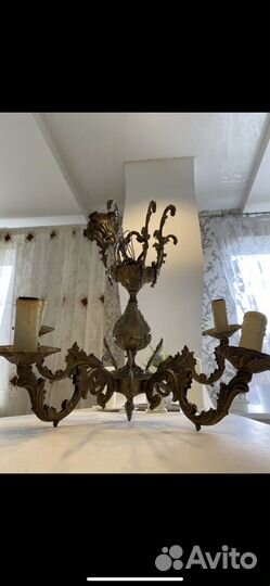 Люстра бронзовая старинная