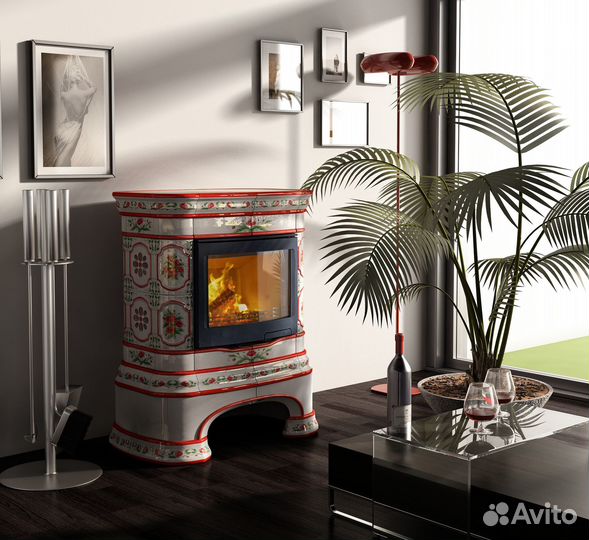 Печь камин на дровах для дачи Сконе купить фото