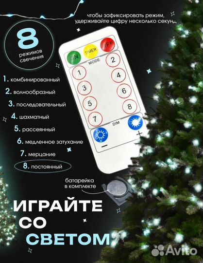 Гирлянда роса на ёлку