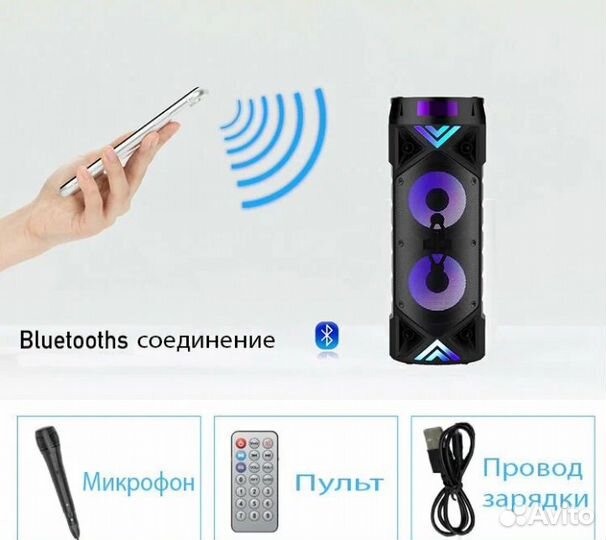 Колонка Bluetooth TF/USB/AUX/FM/микрофон ZQS-6201