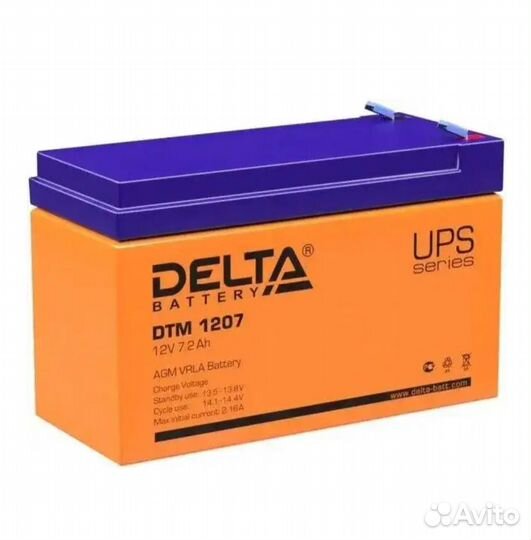 Аккумулятор ибп Delta DTM 1207 12В, 7.2Ач