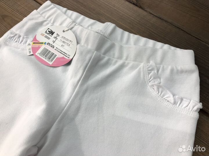 Бриджи белые хлопок для девочки 116 122 Италия
