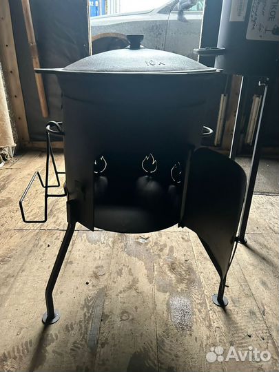 Казан чугунный с печкой комплект