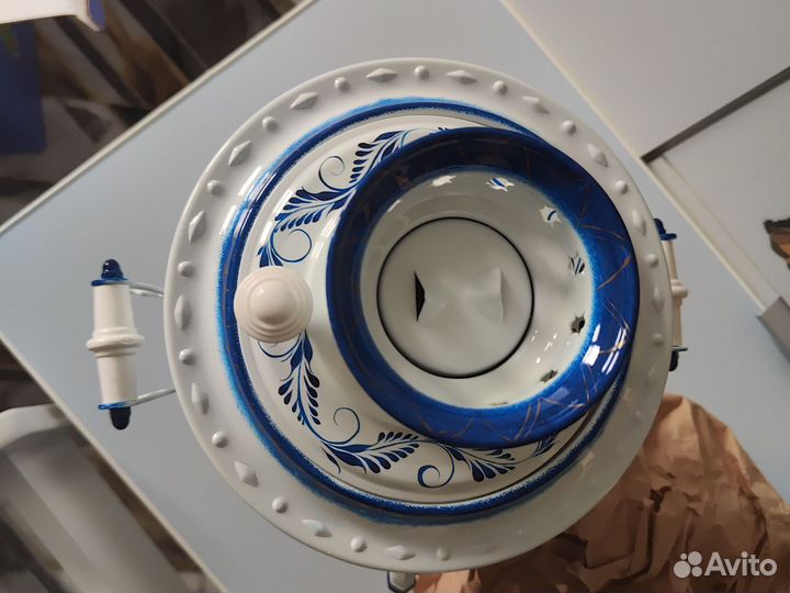 Самовар электрический новый гжель белая